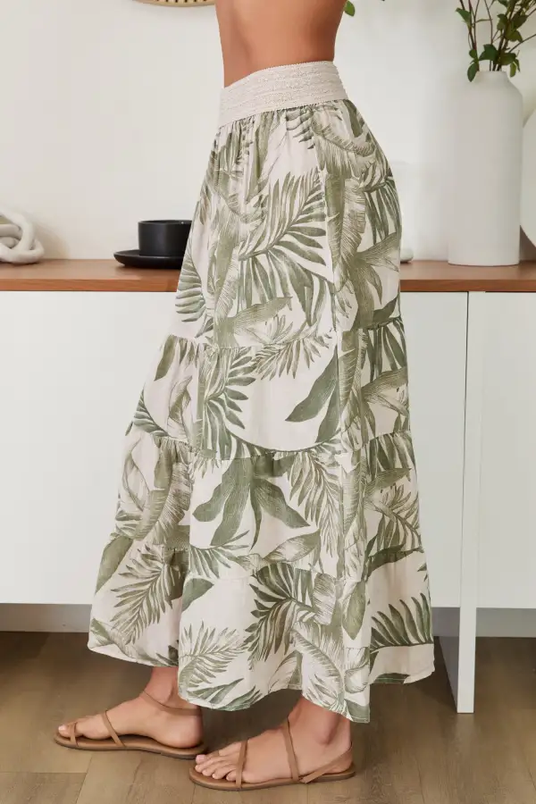 Linen Tiered Maxi Skirt