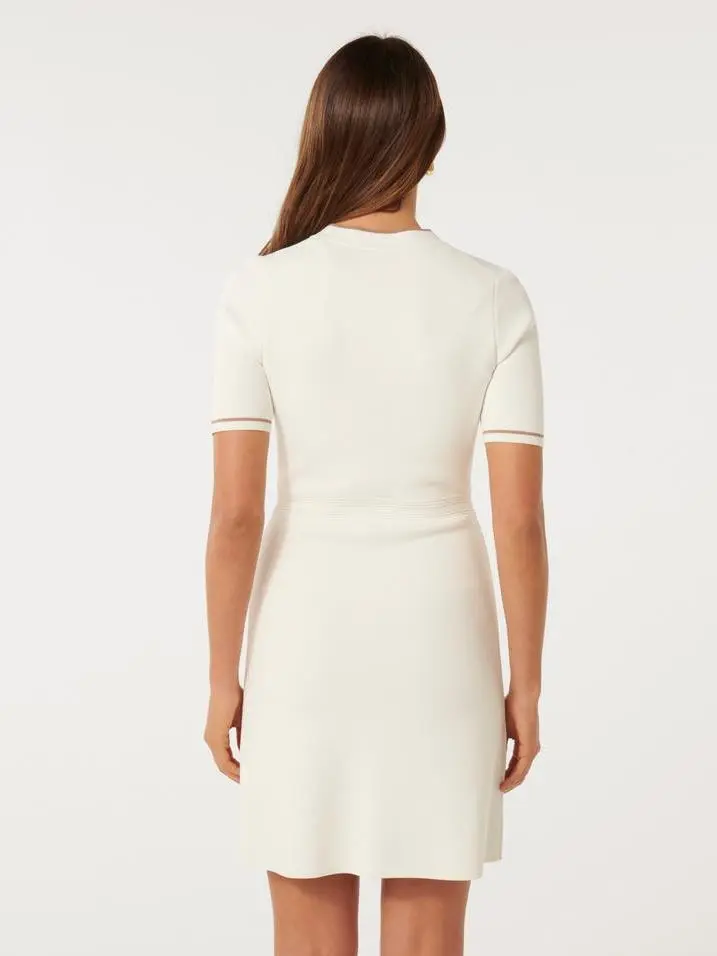 Beige Knit Mini Dress