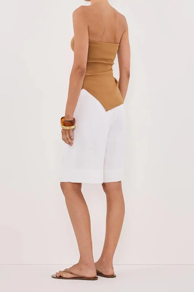 TAN BANDEAU KNIT TOP