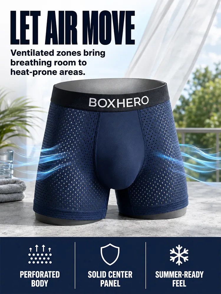 Men's underwear, men's boxer shorts with mesh holes