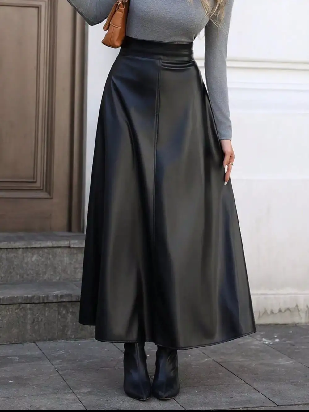 Leather Line Midi Skirt