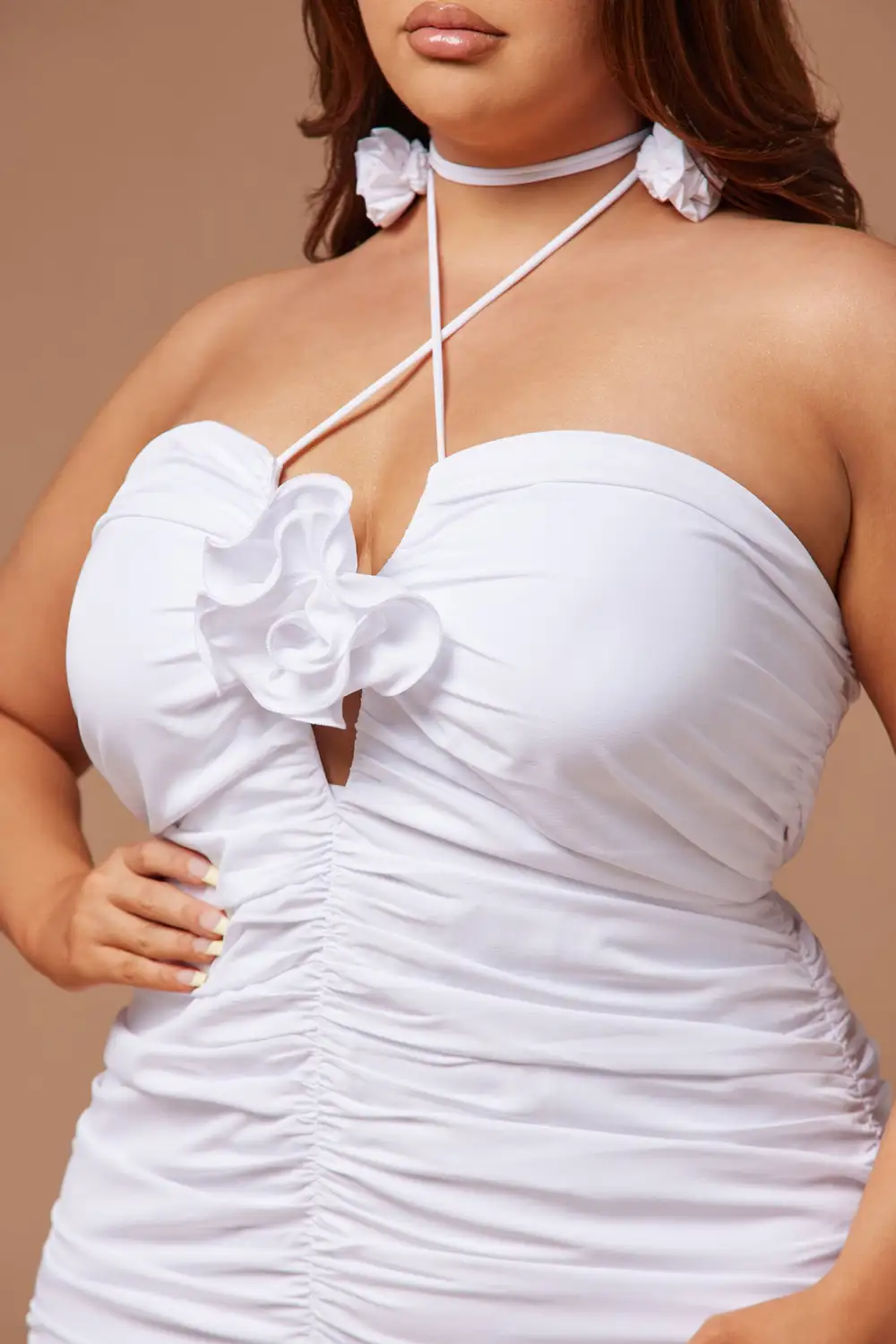 Rayla Rose Ruched Mini Dress - White