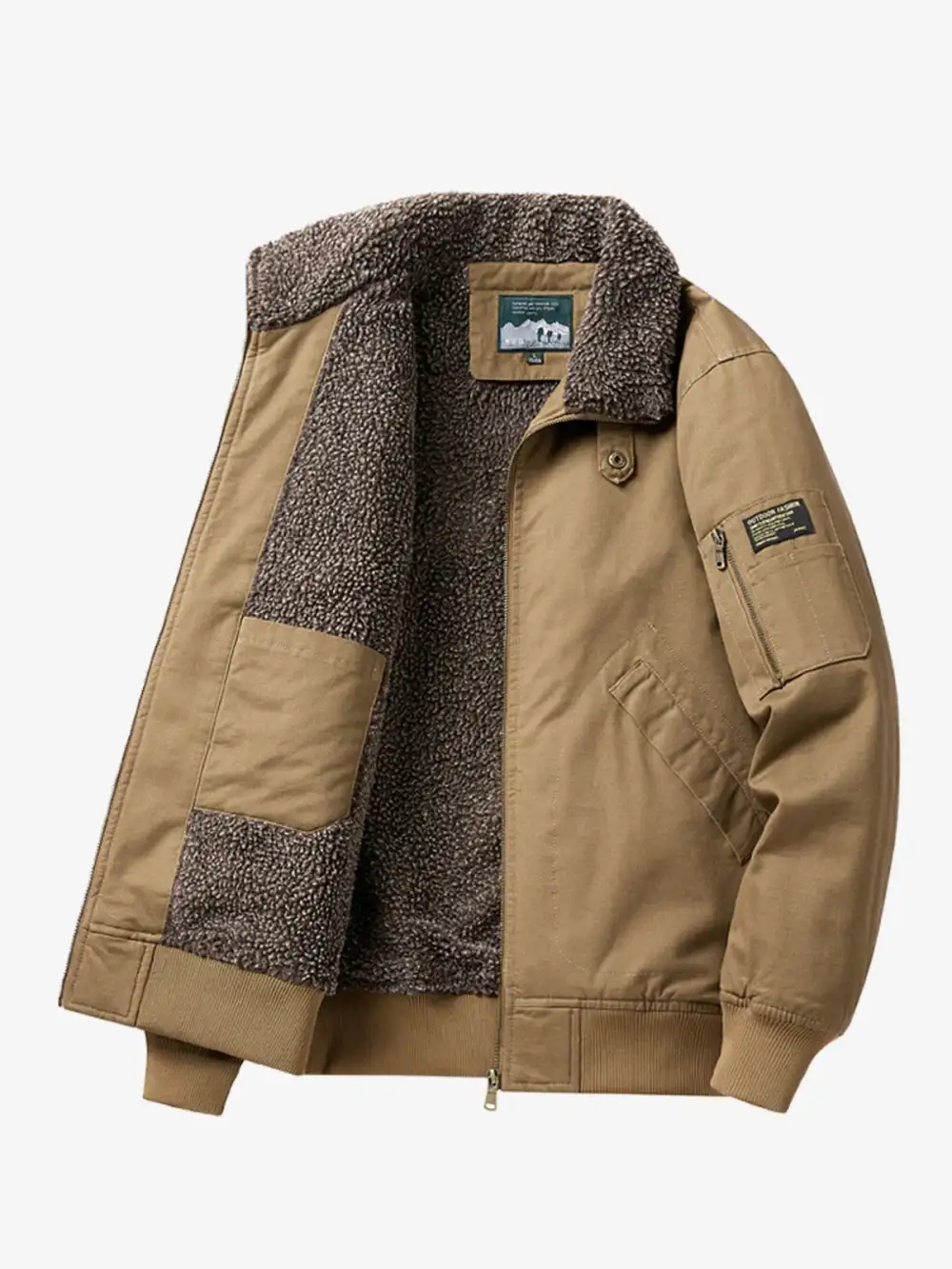 Men'S Sherpa Lined Pocketed Bomber Jacket