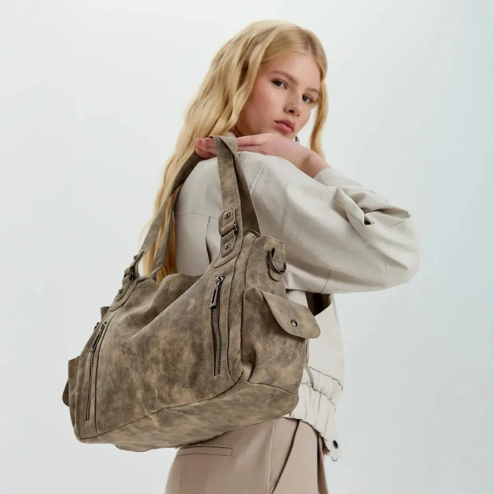 Pocket Front Leather Crossbody Bag