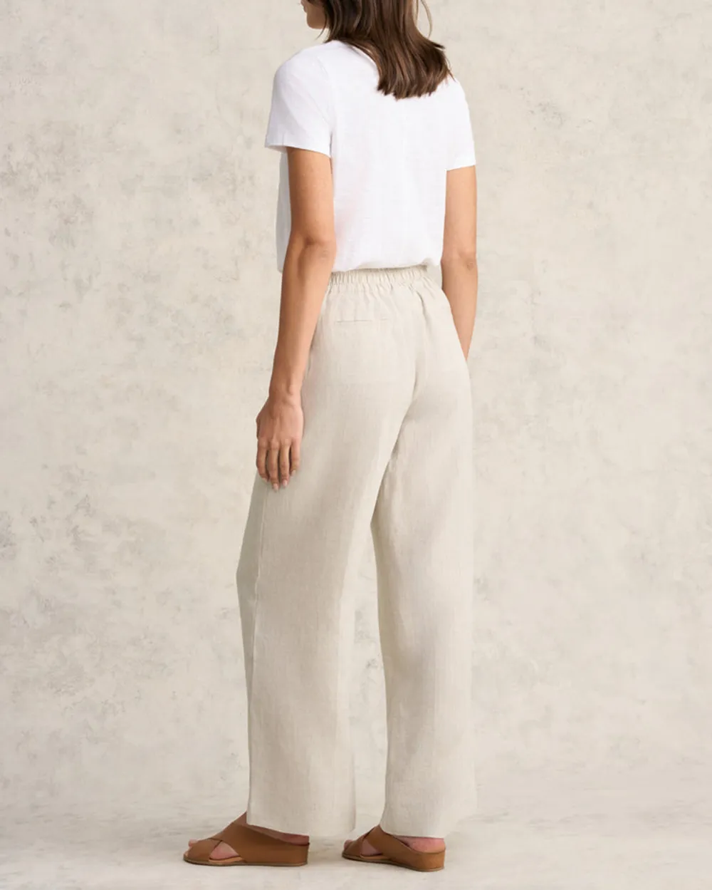 Full Length Waist Tab Linen Pant