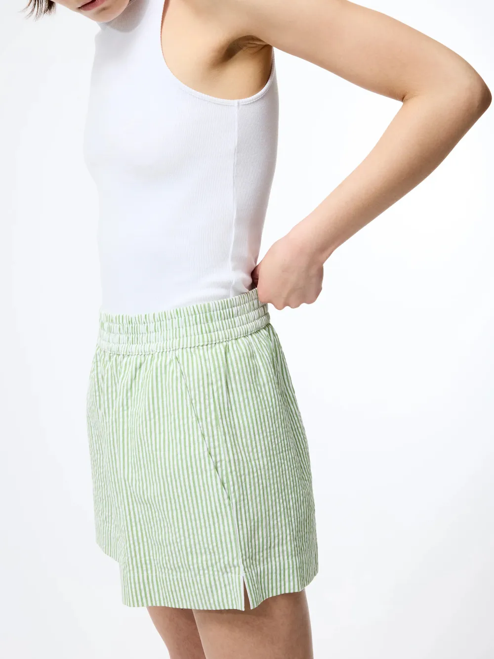 Casual Comfort High Waist Striped Shorts