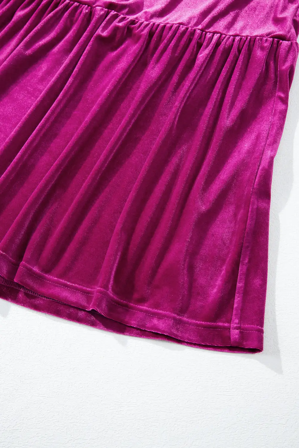 Velvet Short Sleeve Shirred Waist Tiered Maxi Dress