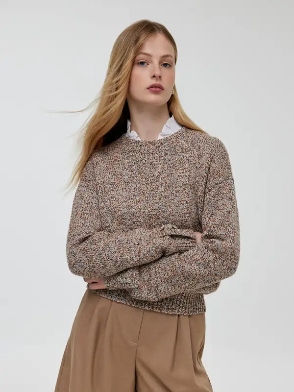 Wool Blend Round Neck Women Sweater