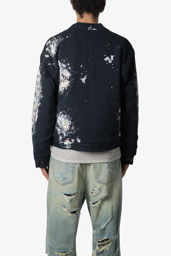 BLACK PAINT SPLATTER WORK JACKET