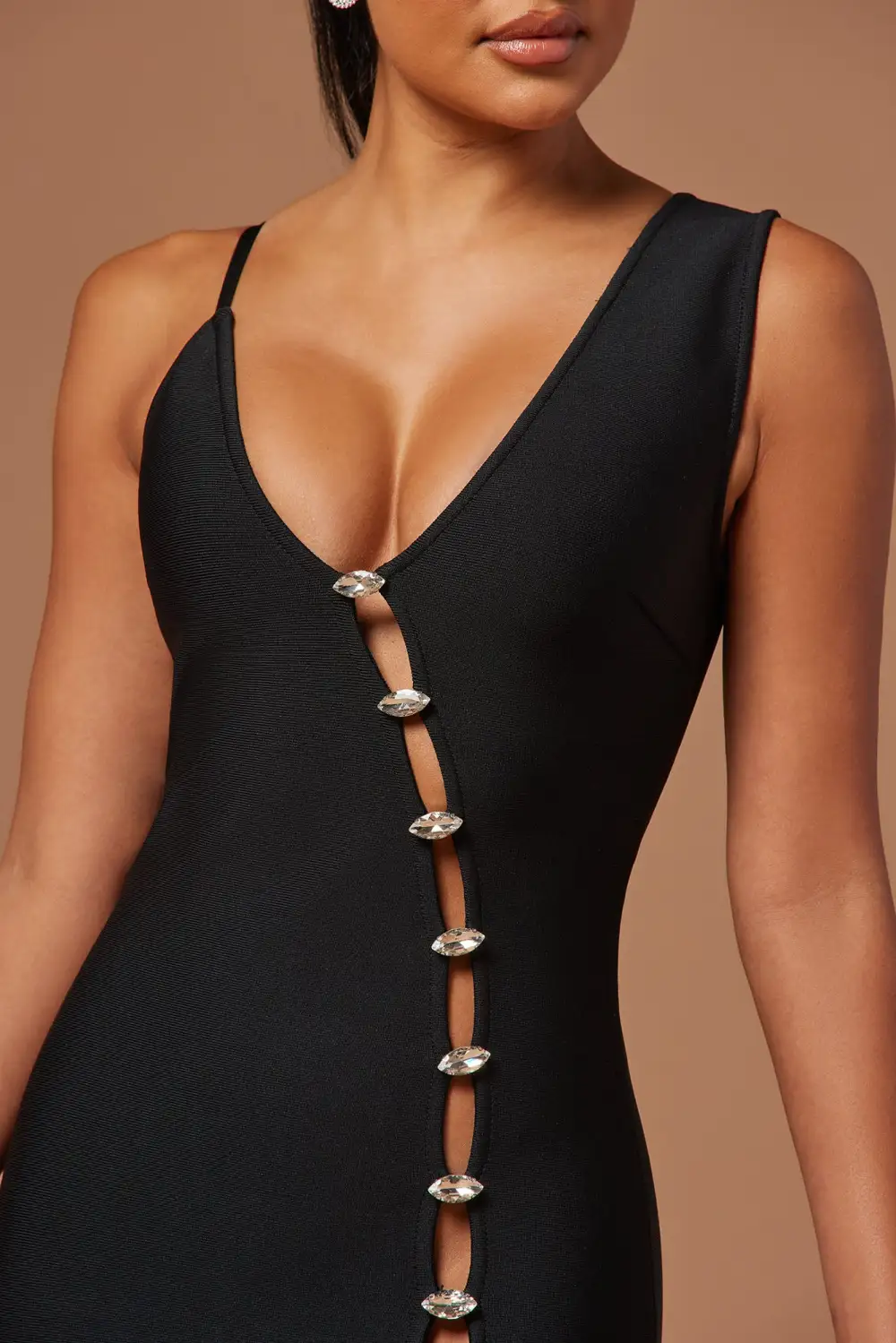 Elsa Bandage Midi Dress - Black