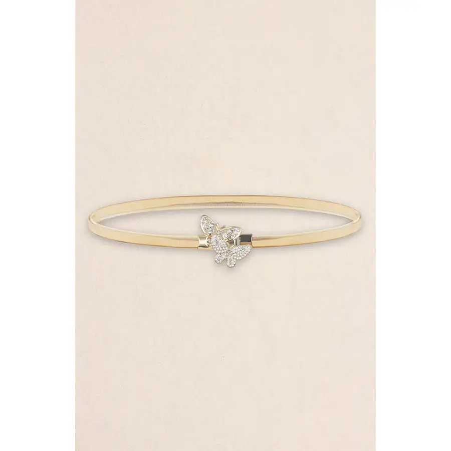 Rhinestone Butterfly Elastic Metal Belt