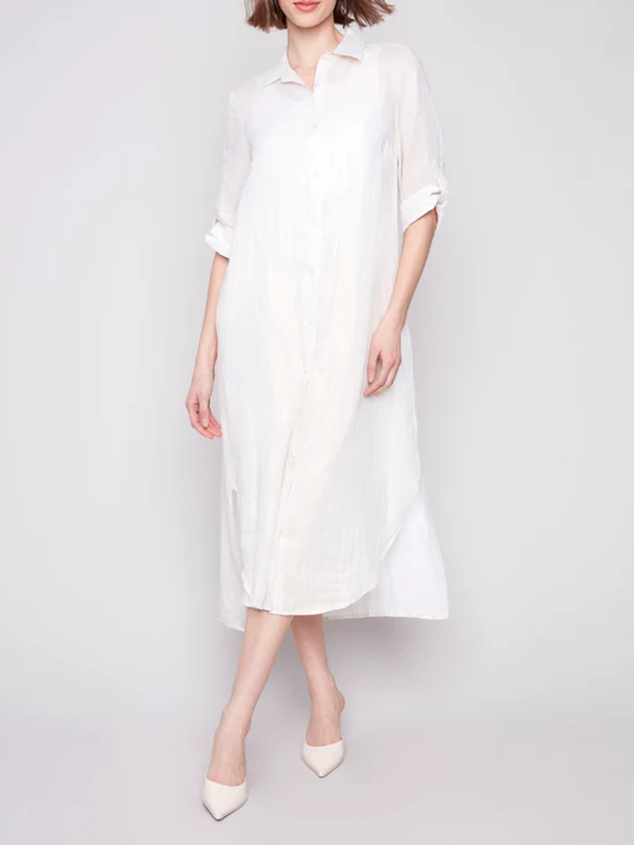 Elegant Solid Color Waist Dress For Women