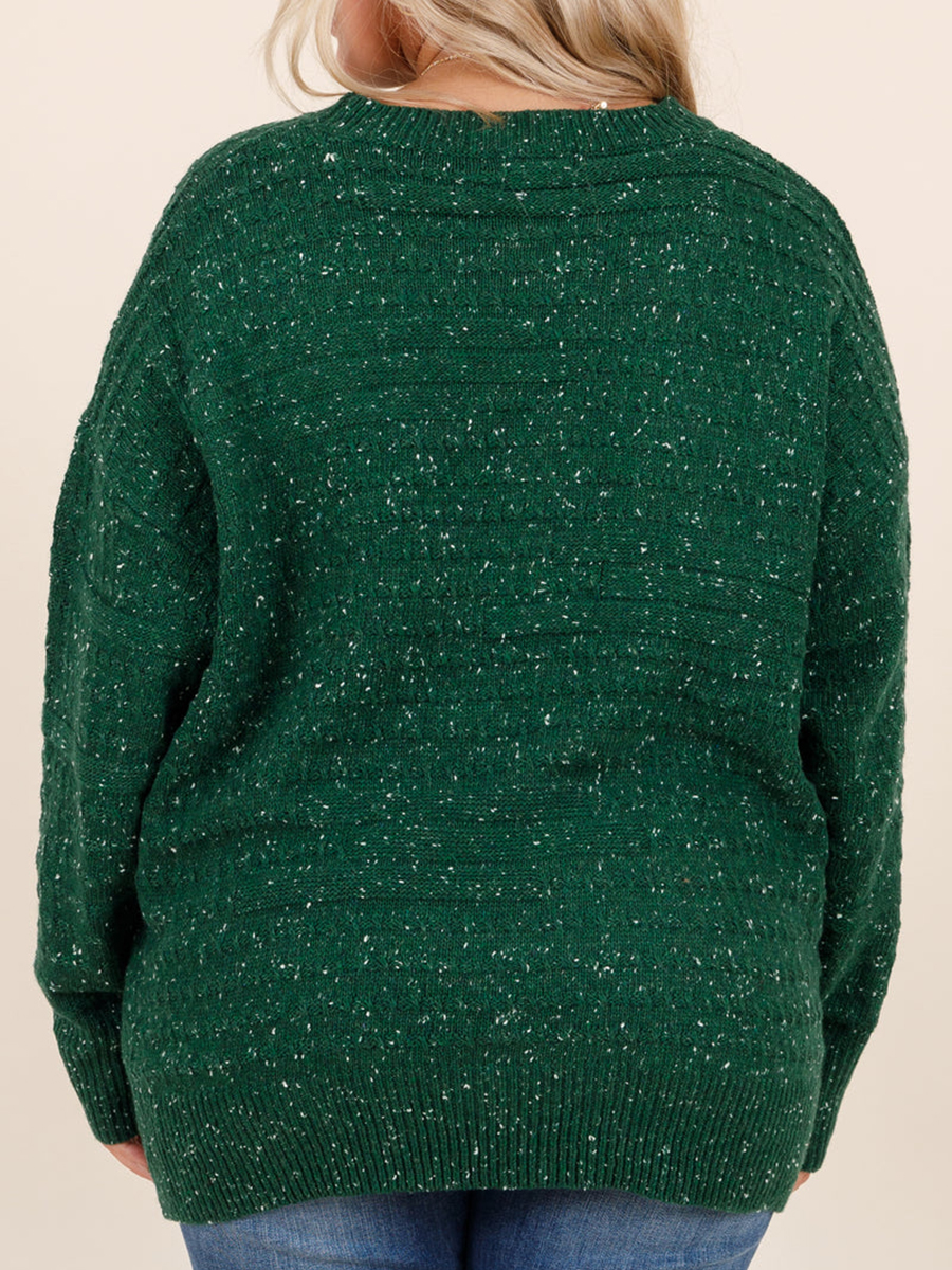 Dark green bright silk loose knit sweater