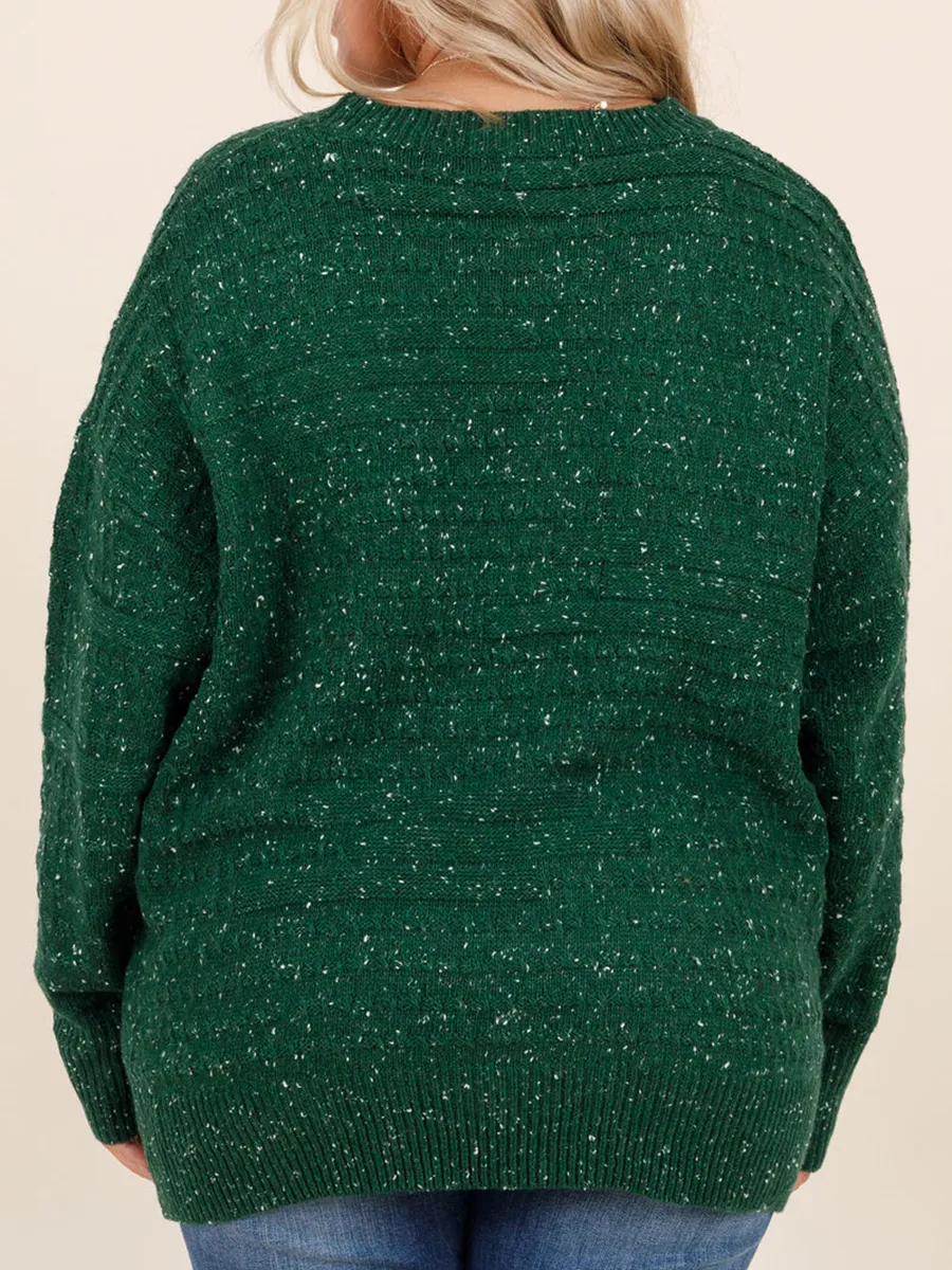 Dark Green Bright Silk Loose Knit Sweater