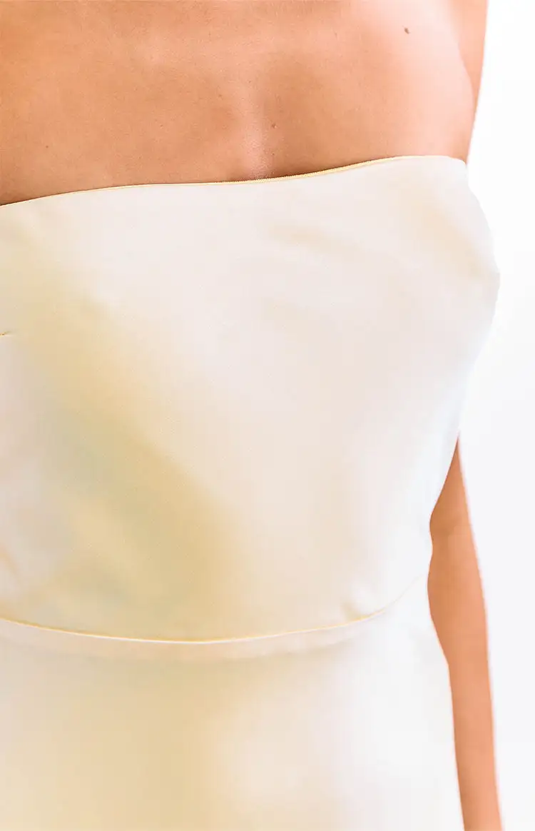 Satin Strapless Flowy Formal Maxi Dress