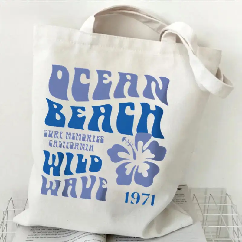 Groovy Retro Graphic Canvas Tote Bag