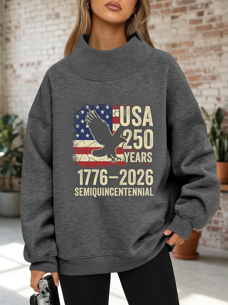 Anniversary Eagle Flag Casual Hoodie Sweatshirt