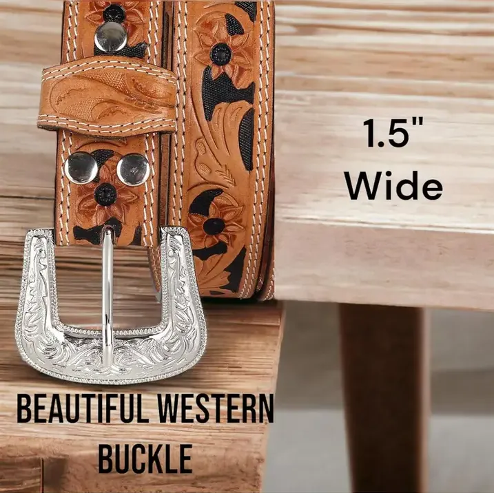 Embossed Western Leather Belt
