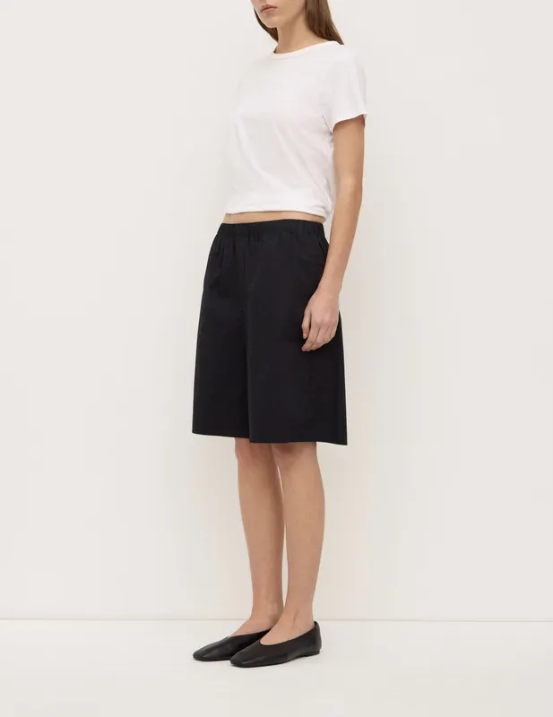 Black Longline Poplin Short