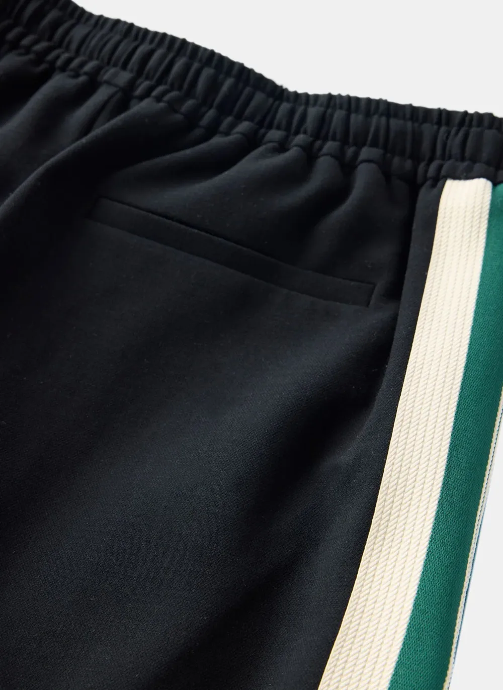 Casual Style Black Wide Side Stripe Trousers