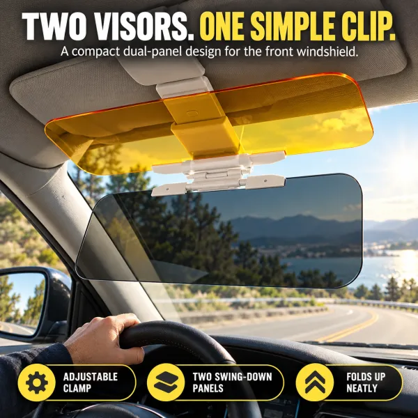 Adjustable Car Anti-Glare Sun Visor, Day & Night Driving Windshield Glare Blocker, Universal Windshield Anti-Glare Accessory