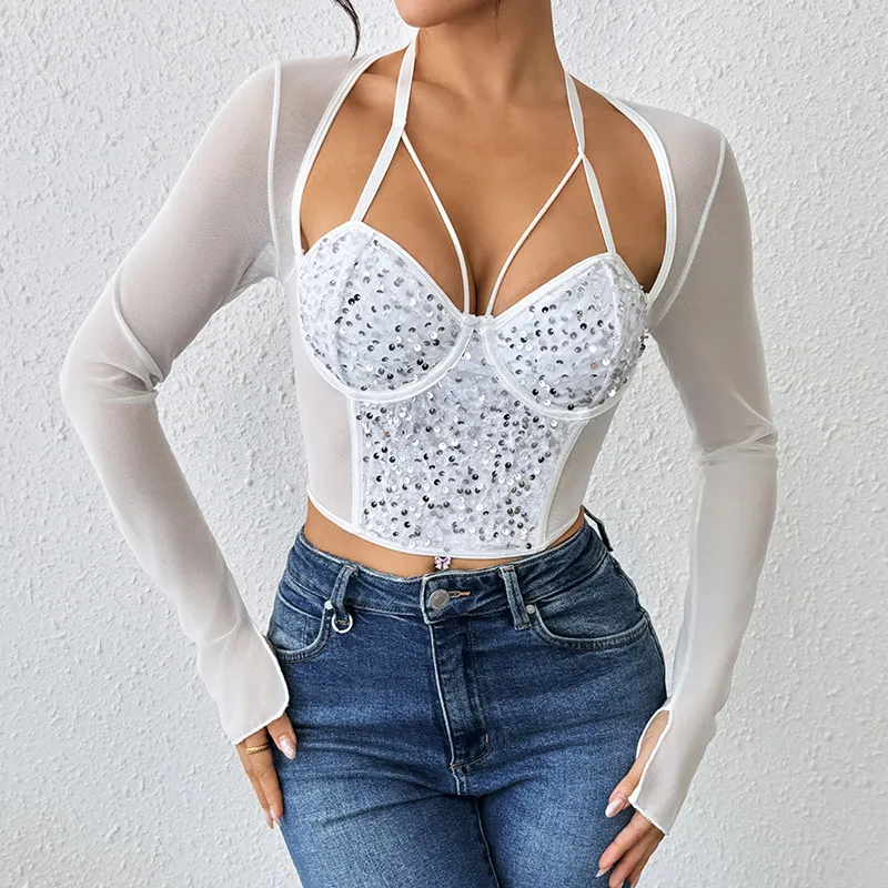 Sequin Lace Long Sleeve Top
