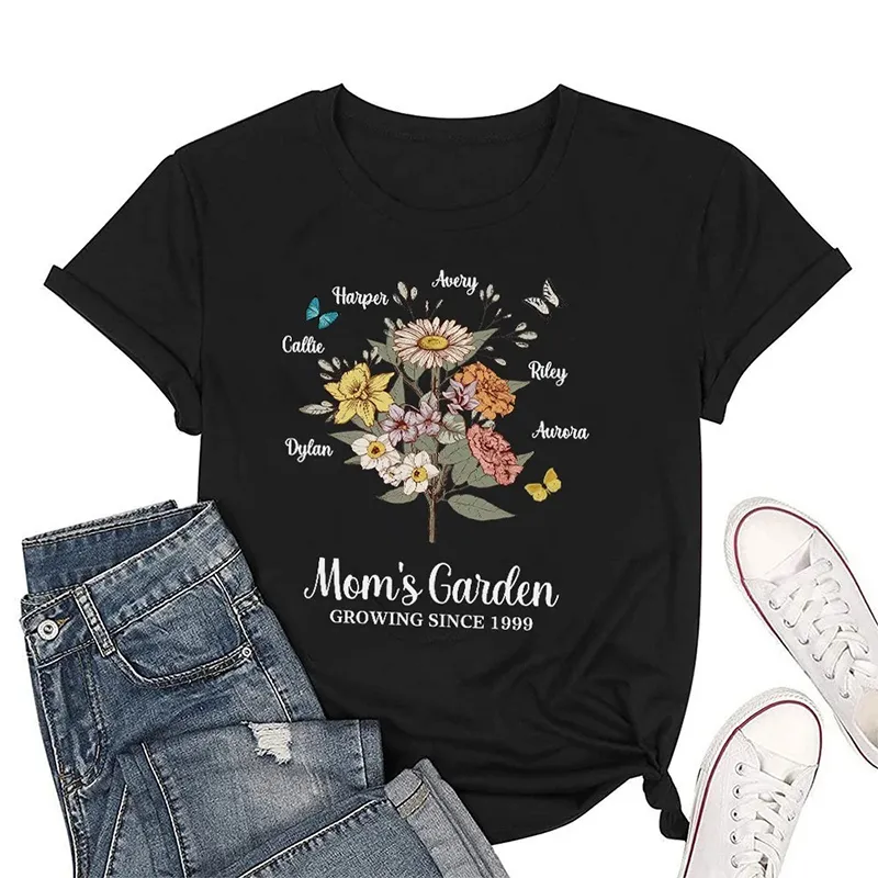 Personalized Grandma's Garden Vintage Birthday Flower T-shirt