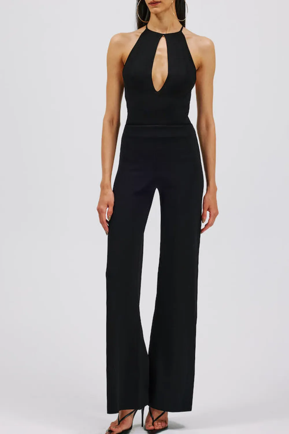 Halter Neck Jumpsuit-Black