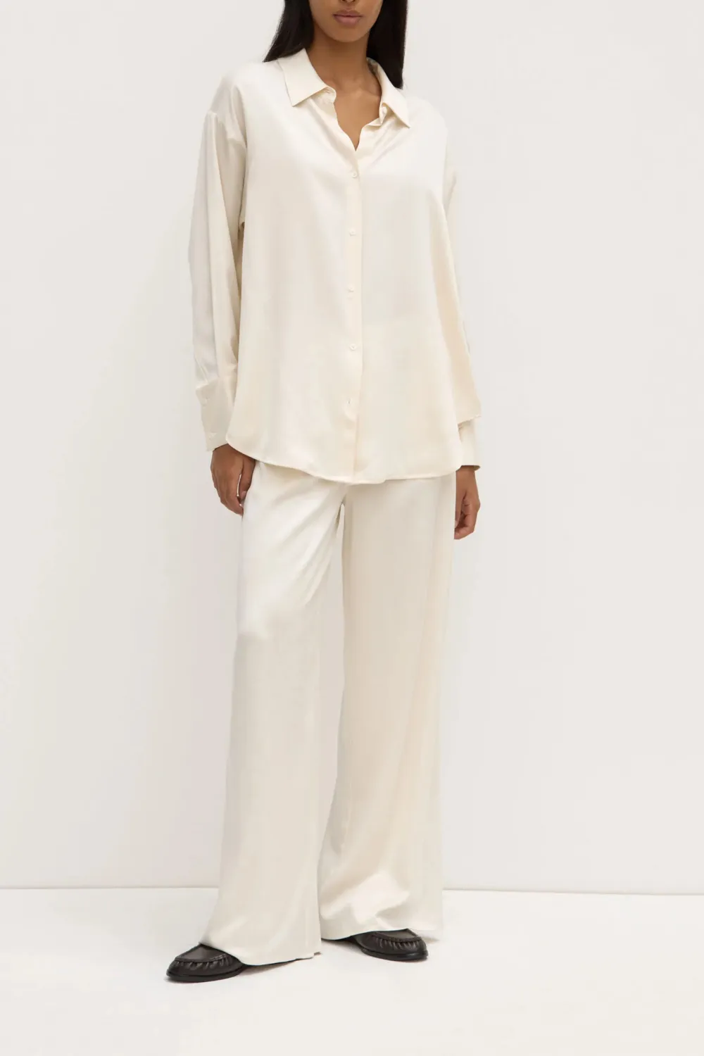 Solid Color Loose Silk Shirt