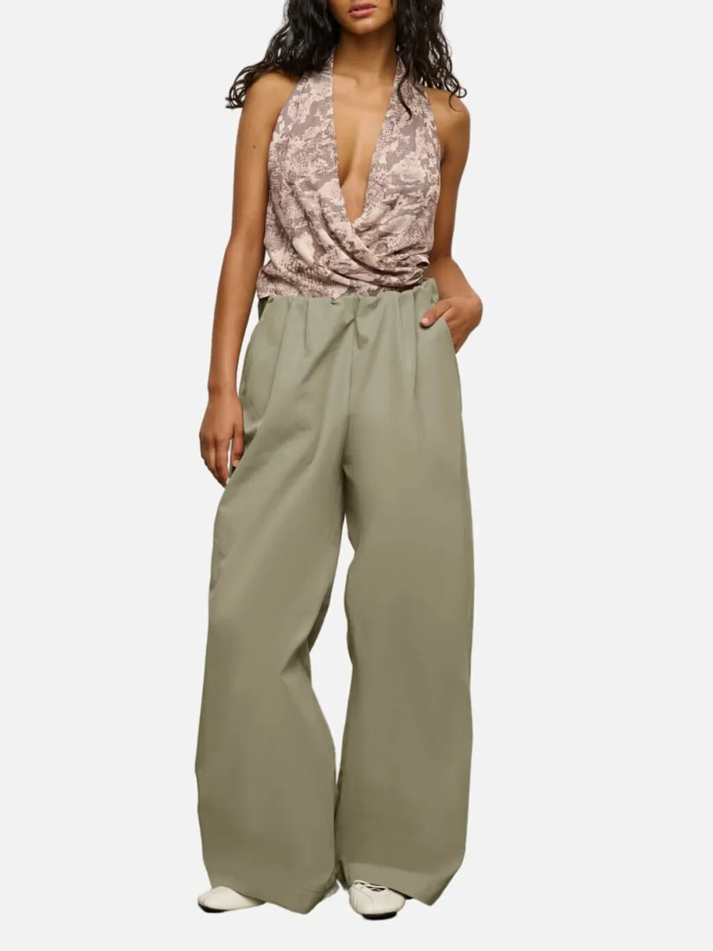 Ruched Wide Leg Pants