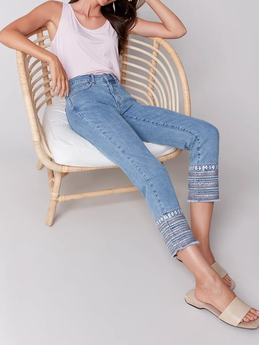 Straight-Leg Cotton Breathable Slim-Fit Jeans