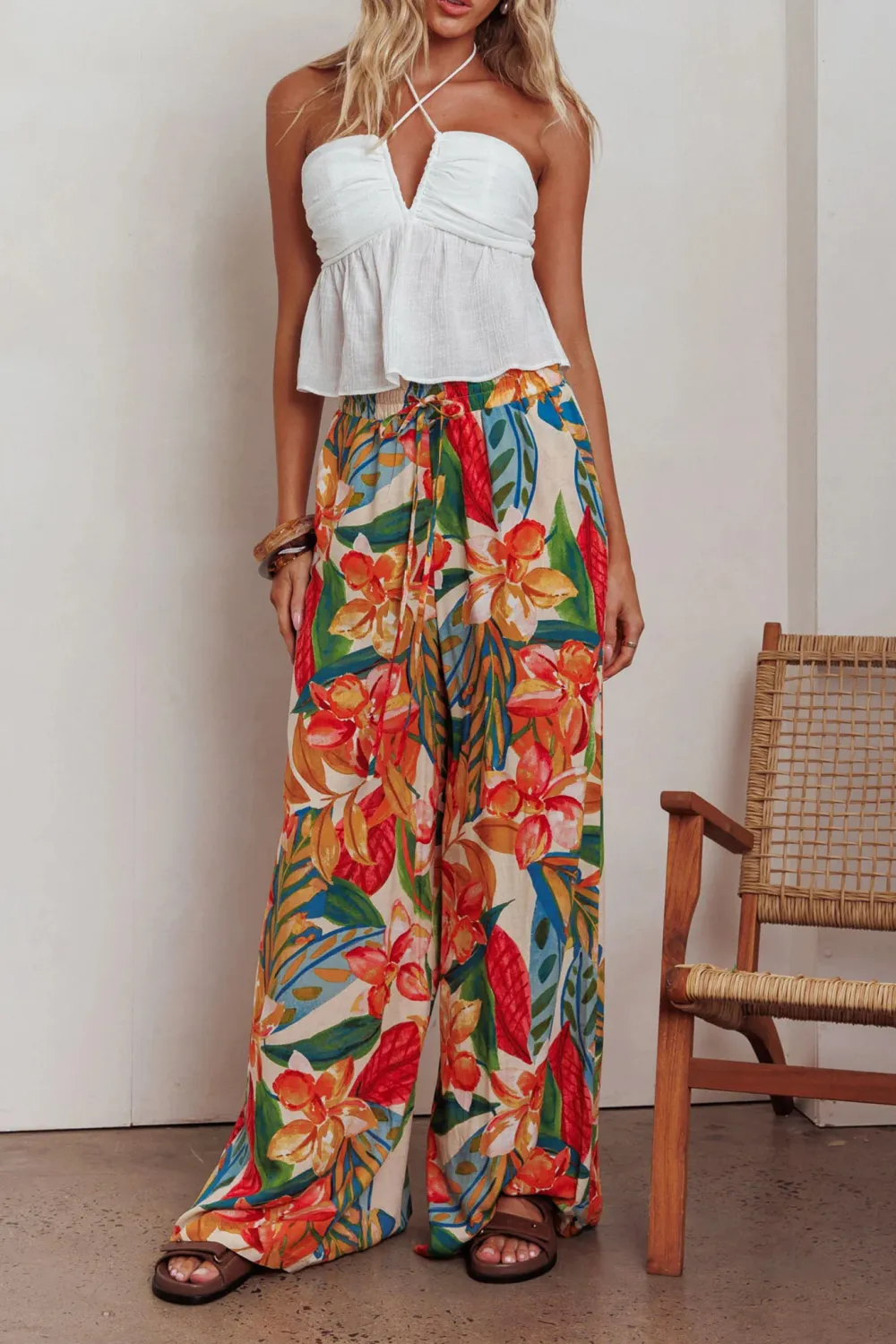 Breathable Linen Casual Women's Wide Leg Pants