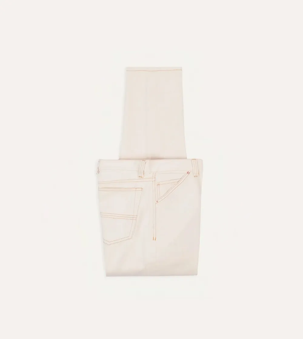 Ecru Selvedge Denim Contrast Stitch Five-Pocket Jeans