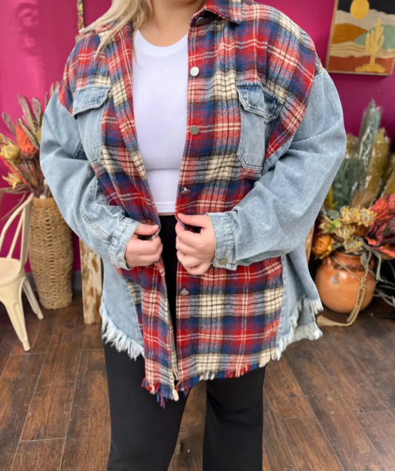 Plaid Patchwork Oversize Jacket