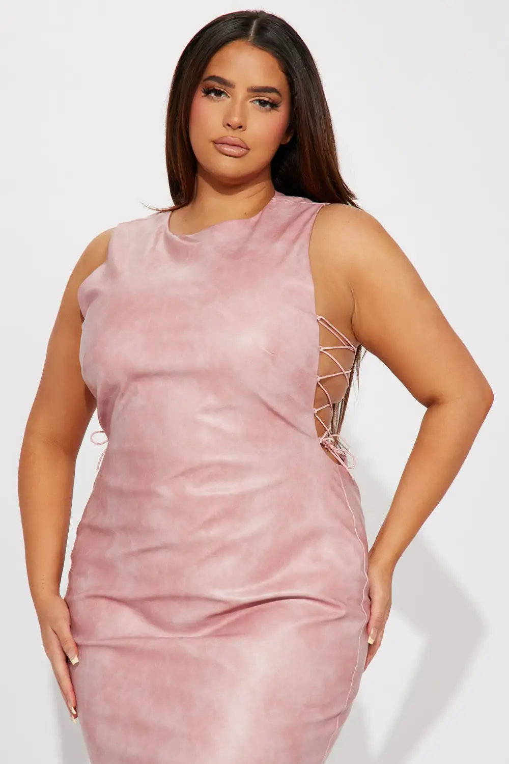 Trinity Leather Maxi Dress - Pink