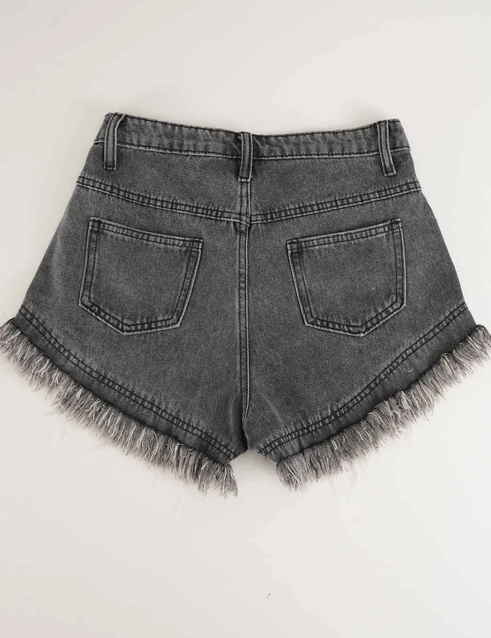 Pocket Frayed Denim Shorts