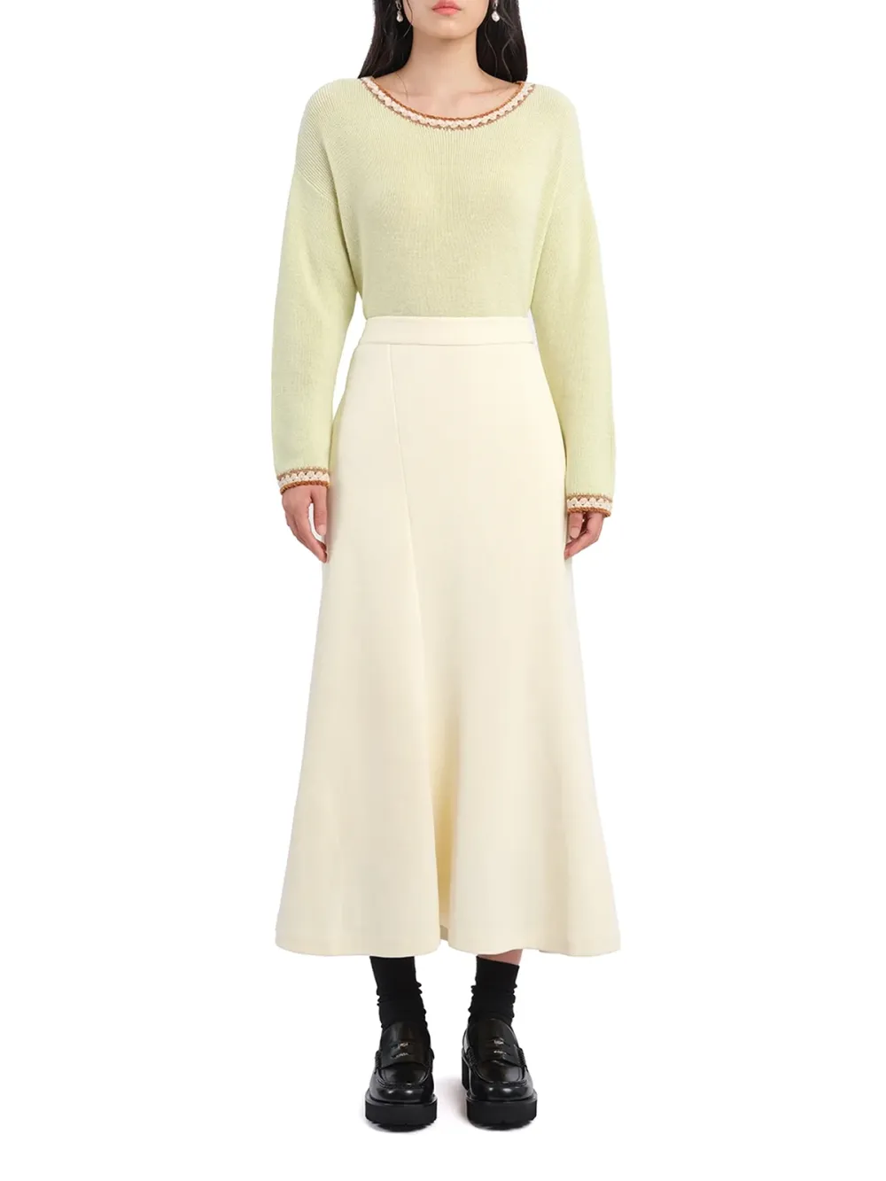 Pastel Color Crew Neck Knit Sweater