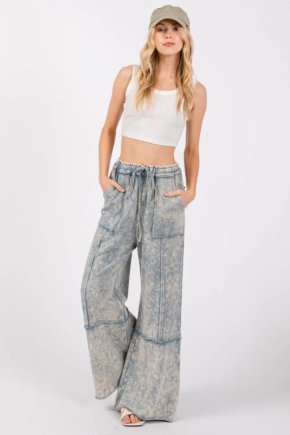 SAGE + FIG Mineral Washed Terry Wide Leg Pants