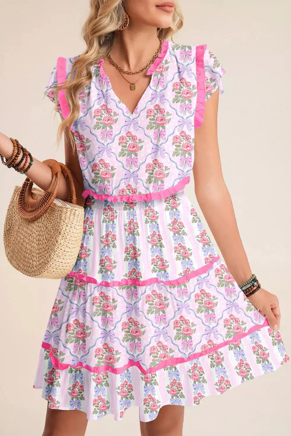 Floral Ruffle Tiered Dress Casual