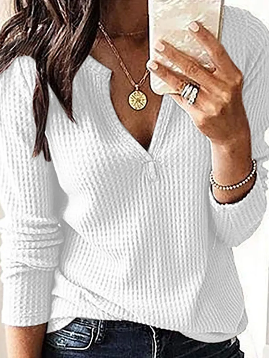Women's Long Sleeve V-neck Top