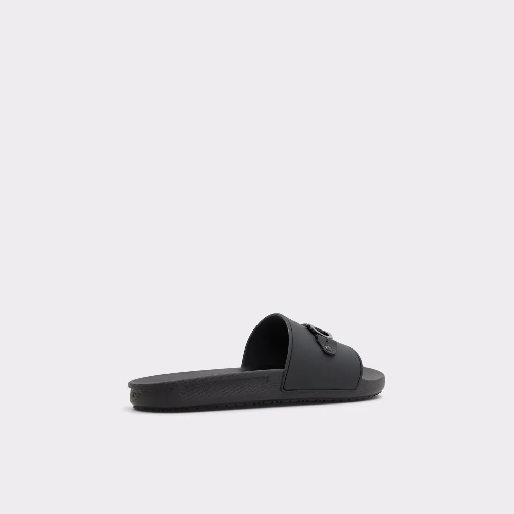 Black Horsebit Flat Slippers