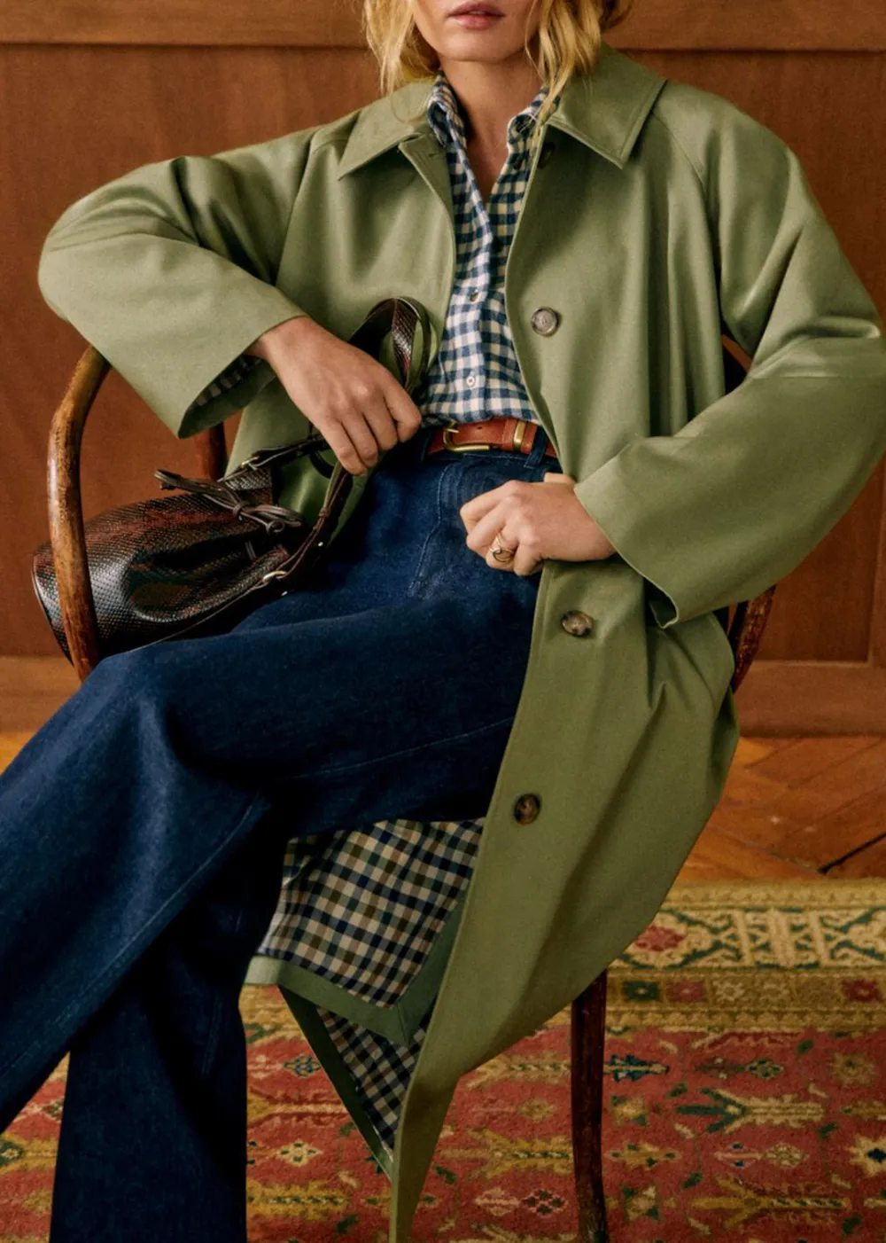 Dark Green Oversized Trench Coat