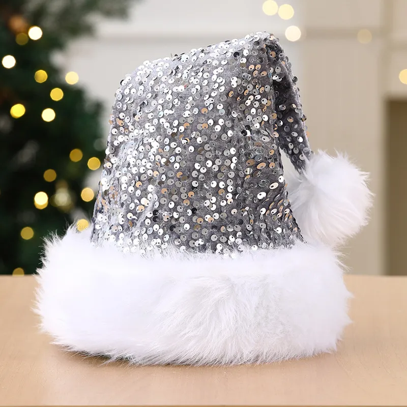 Christmas decorative hat, double-layered sequined hat, Shanghai-style beanie, extra thick long beanie, 32*45CM
