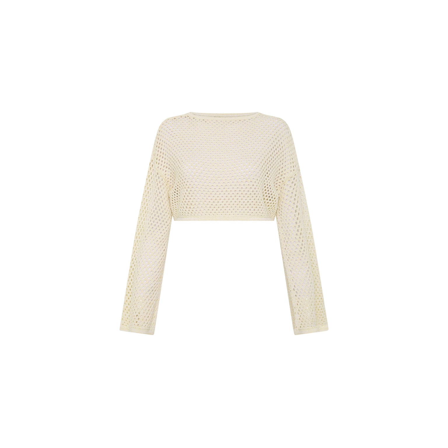 CROCHET LONG SLEEVE CROP - SAND SPARKLE