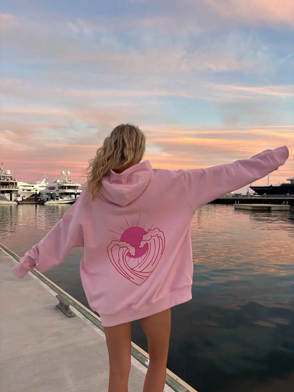 Bubblegum Ocean Heart Stitched Hoodie