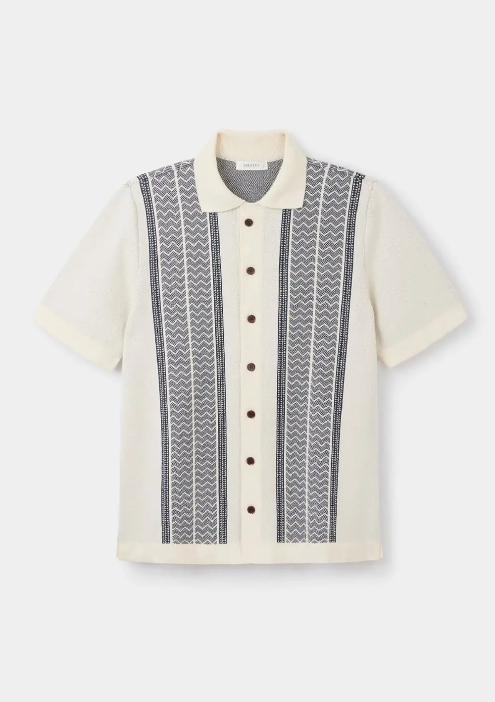 Cream Jacquard-Knit Polo