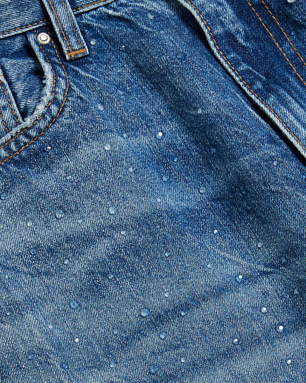 Pure Cotton Fashionable Gradient Blue Women's Wide-Leg Trousers