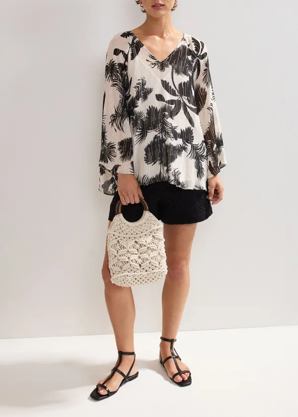 Stylish Flowy Tropical Print Ladies Top