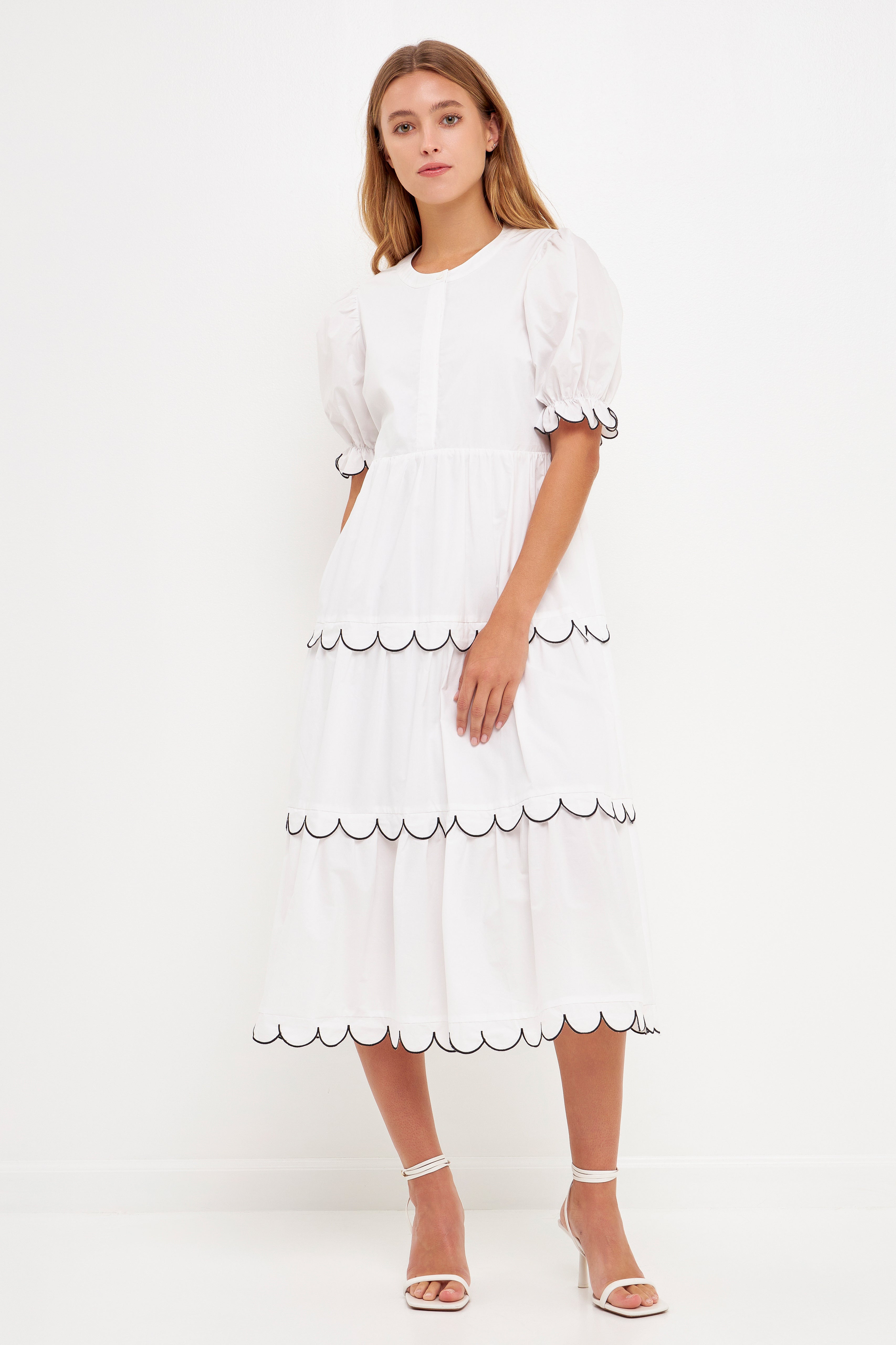 Scalloped Edge Midi Dress