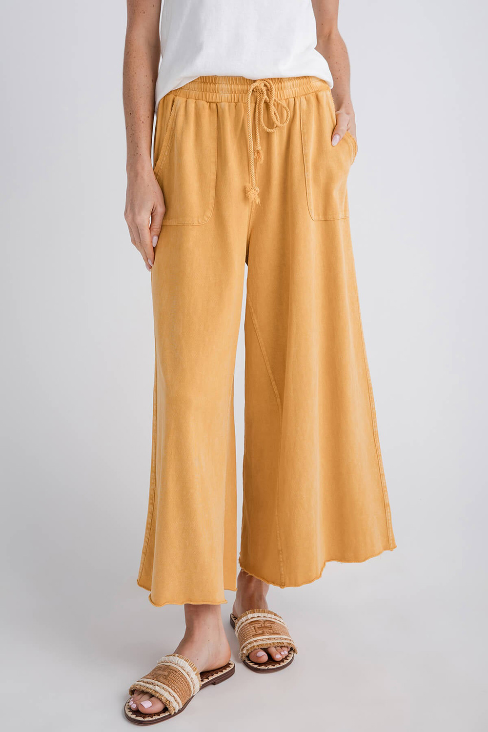 Easel Wide Leg Knit Pants - ash